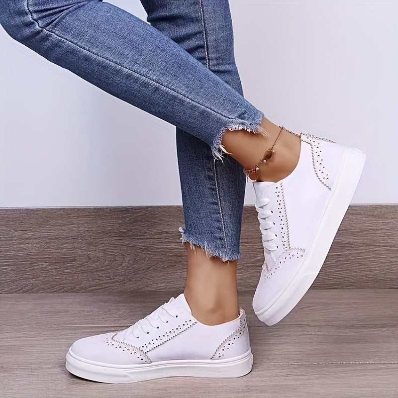 Women's Non Slip Lace Up Flat Sneakers Daily Outdoor Shoes