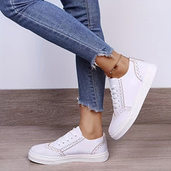 Women's Non Slip Lace Up Flat Sneakers Daily Outdoor Shoes