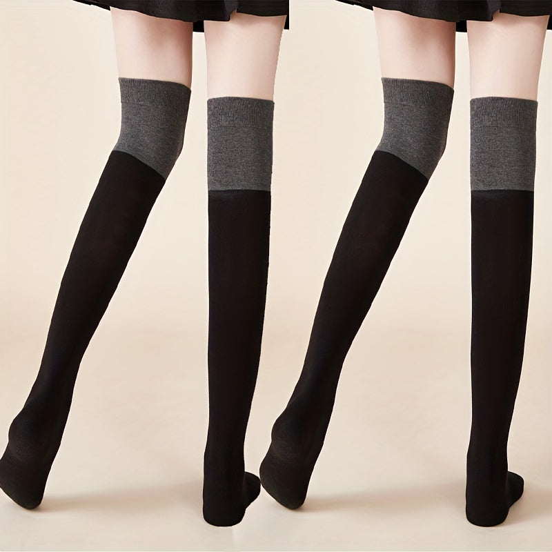 Colorblock Thigh High Socks Over The Knee Stockings Women's Hosiery
