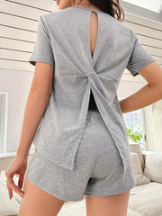Short Sleeve Crew Neck Lounge Set for Women