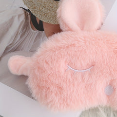 Rabbit Plush Embroidered Letters Eye Mask, Comfortable Strap