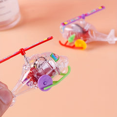 4pcs Mini Aircraft Plastic Helicopter Toy with Propeller Rotatable