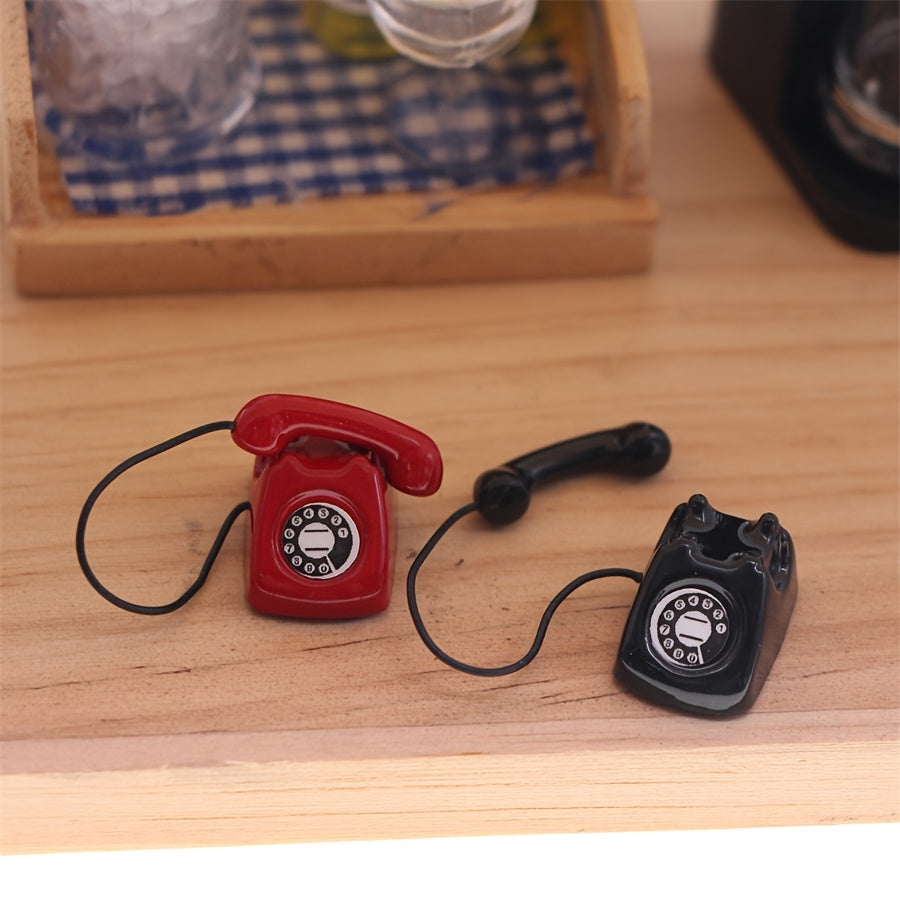 Vintage Red Rotary Telephone for Dollhouses