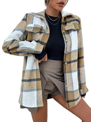Plaid Button Front Jacket for Fall & Winter