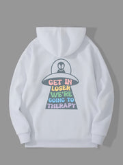 Spaceships Letter Graphic Hoodies Long Sleeve Casual Everyday Pullover Tee Shirt