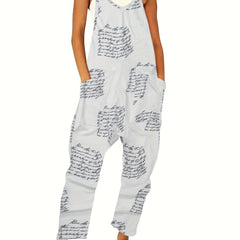 Letter Print Casual Overall Jumpsuit for Women