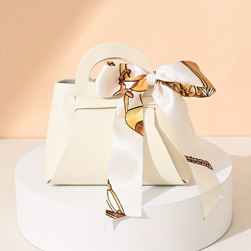2pcs Leather Gift Bags Ribbon Wedding Favor Packaging Bags Eid Mubarak