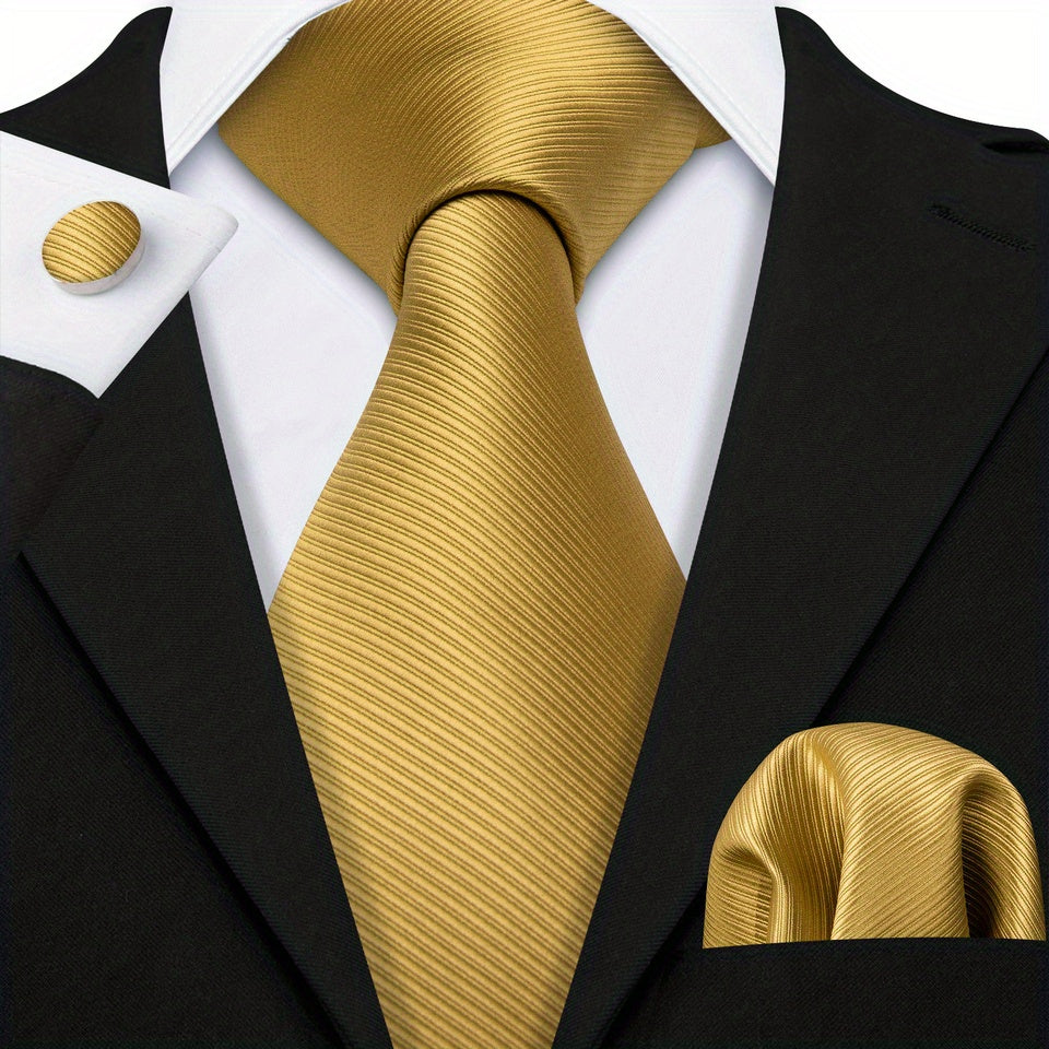 Men's Jacquard Tie & Hankerchief & Cufflinks Set