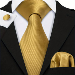 Men's Jacquard Tie & Hankerchief & Cufflinks Set