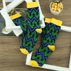 Men's Cartoon Striped Crew Socks - 2 Pairs