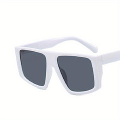 Men's Large Square Frame Sunglasses Flat Top UV400 Sunshade