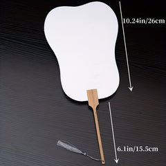 Bamboo Handle Double sided Rice Paper Fan Watercolor Painting Diy Material