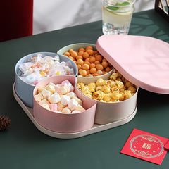 Straw Dried Fruit Tray Candy Box with Lid Snack Tray Desk Organizer