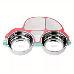 Kids Car Plate 304 Stainless Steel Spoon Fork Baby Divided Food Plate