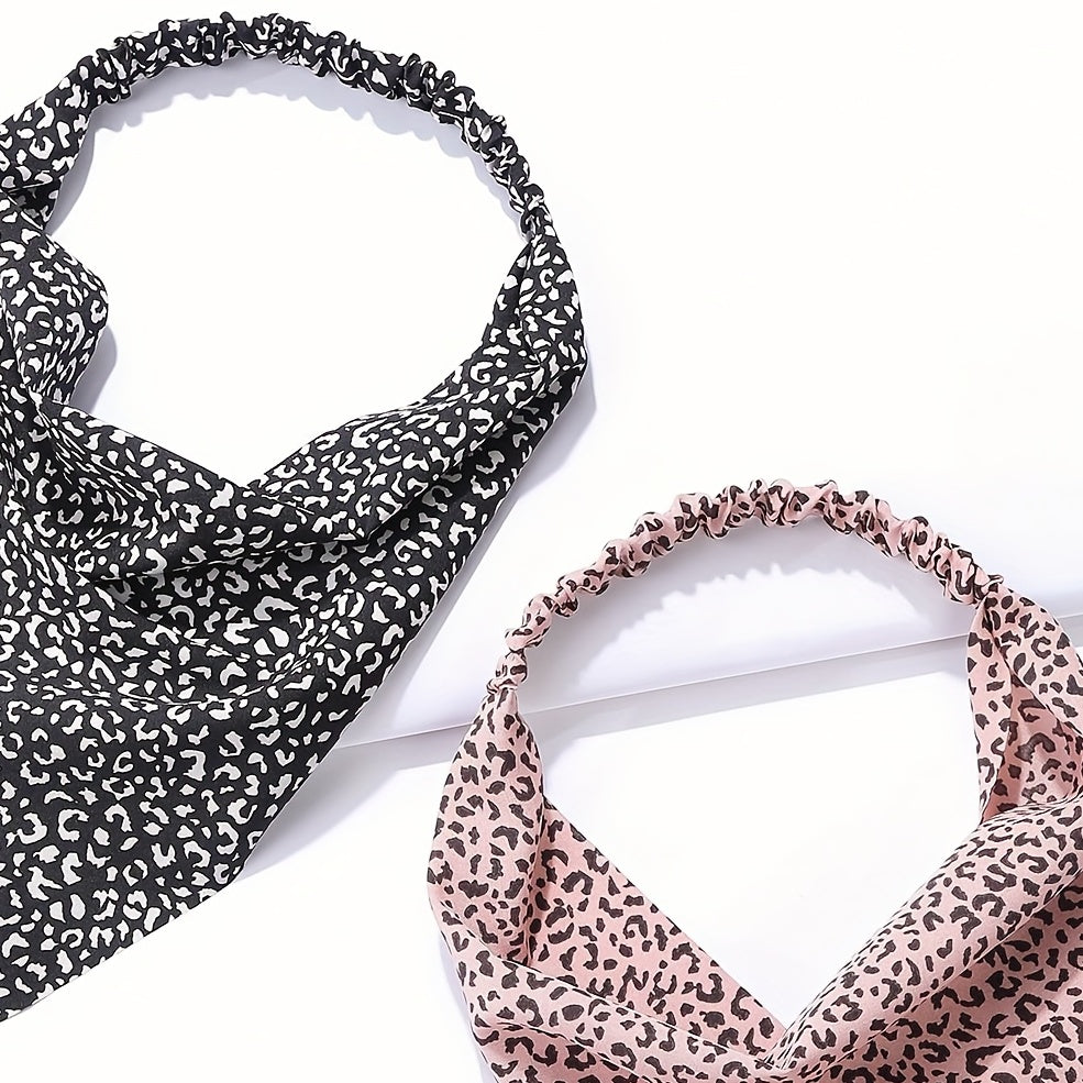 4pcs Leopard Print Bandanas Triangle Scarf Headband Classic Kerchief