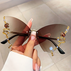 Y2K Butterfly Sunglasses Rhinestone UV400 Sun Shades