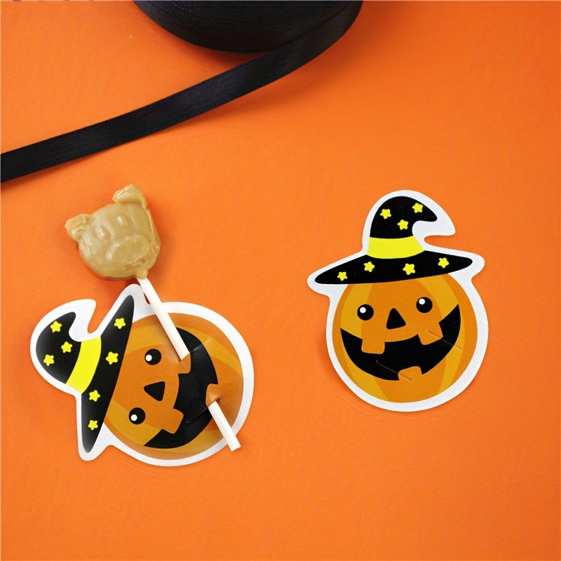 50pcs Halloween Pumpkin Lollipop Decoration Card - Halloween Decor Supplies