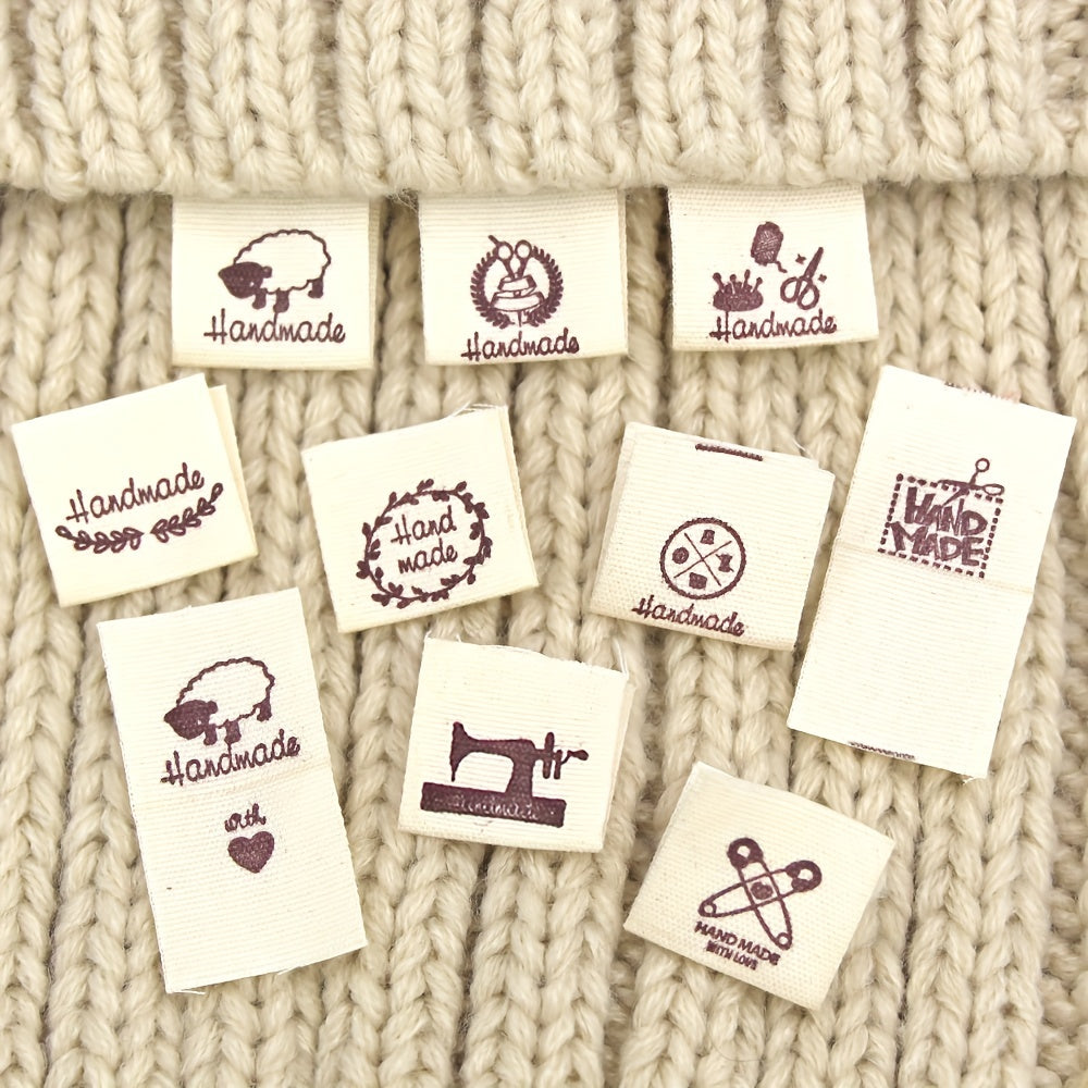 50pcs Cloth Label Folding Label Sheep Love Pattern Knitted Hat Stitched Label