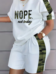 Letter Print Tee & Shorts 2 Piece Set