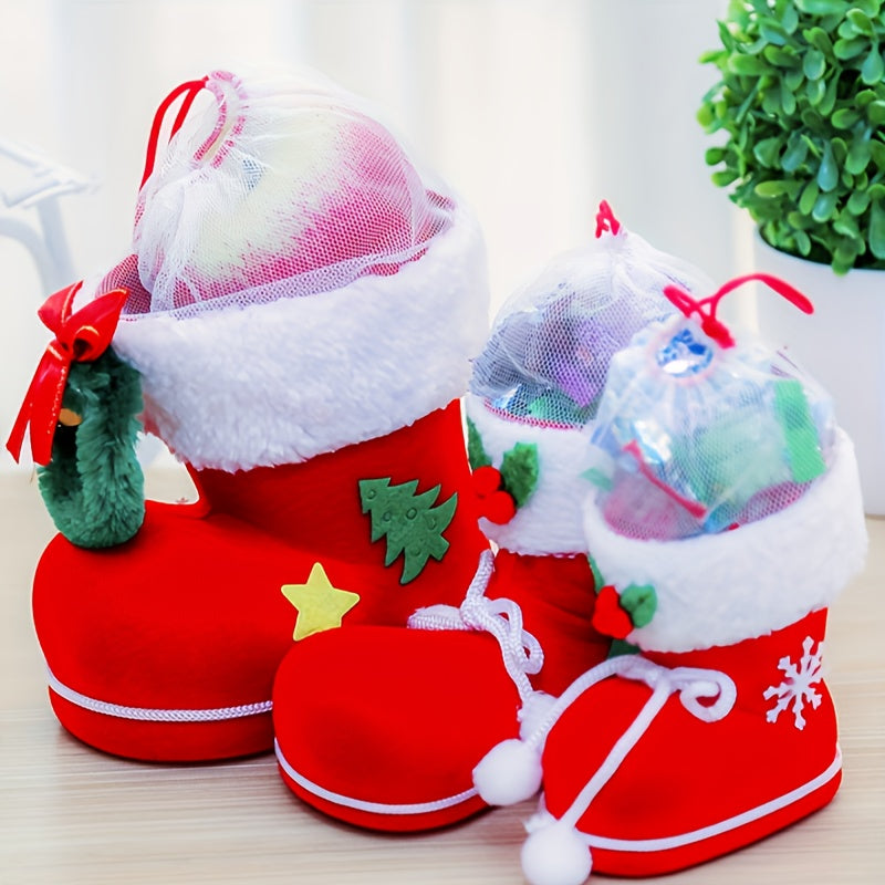 Christmas Plush Boots Candy Bag Socks Kids Gift