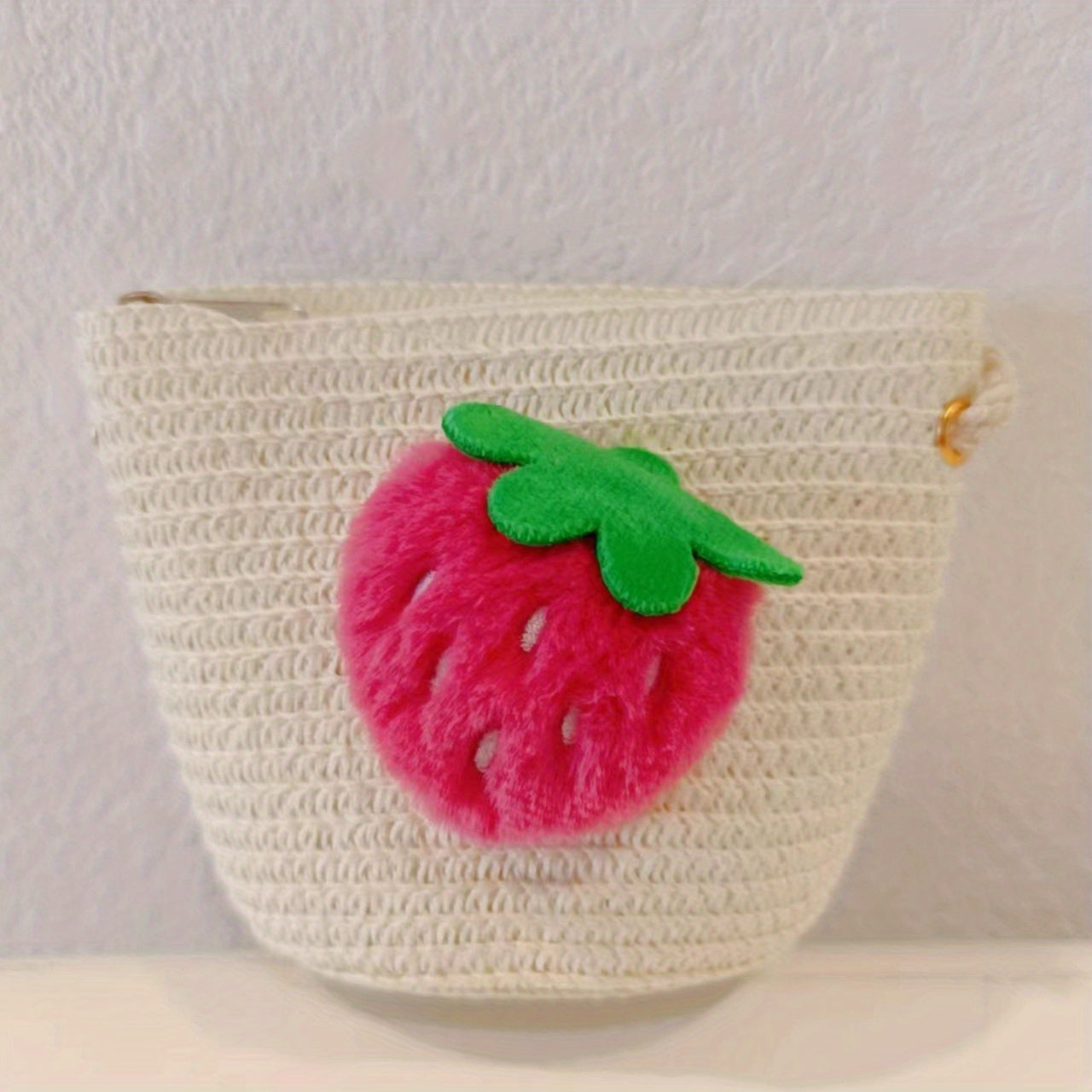 Straw Crossbody Bag Casual Strawberry Woven Shoulder Bag