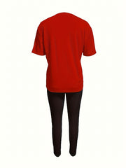 Queen Print Two piece Set Crew Neck Tee & Slim Pants
