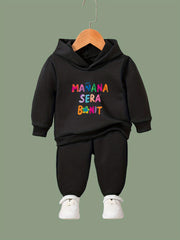 Kid's Letters Print Long Sleeve Hoodie & Pants Set Sporty Clothes