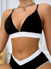 Colorblock Plunge Bra Wireless Lingerie