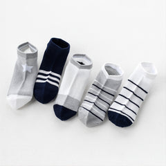 5 Pairs Kids Striped Star Mesh Ankle Socks for Boys and Girls