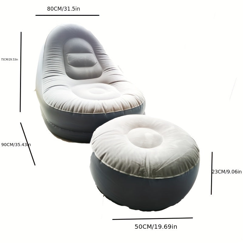 Inflatable Lounge Chair With Footstool Portable Inflatable Sofa Air Lounger