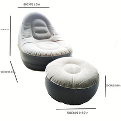 Inflatable Lounge Chair With Footstool Portable Inflatable Sofa Air Lounger