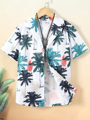 Boys Coconut Tree Print Button Down Shirt