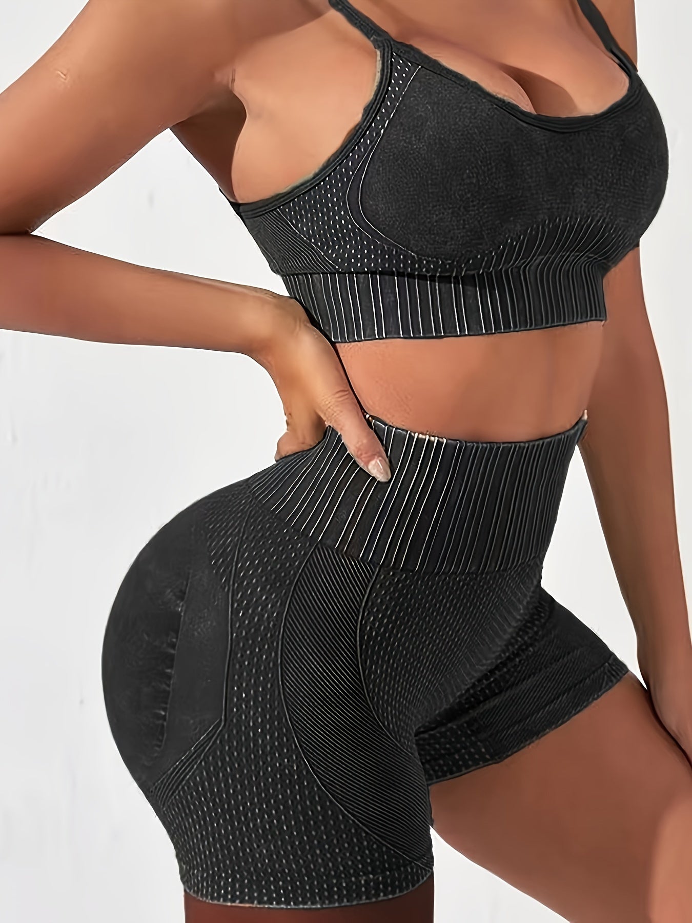 3pcs High Waist Tummy Control Quick Drying Yoga Shorts