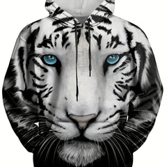 Lion 3D Print Hoodie Kangaroo Pocket Hooded Pullover Men