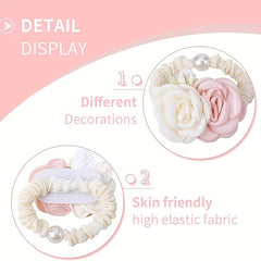 4pcs Flower Hair Ties Hair Accessories for Girls
