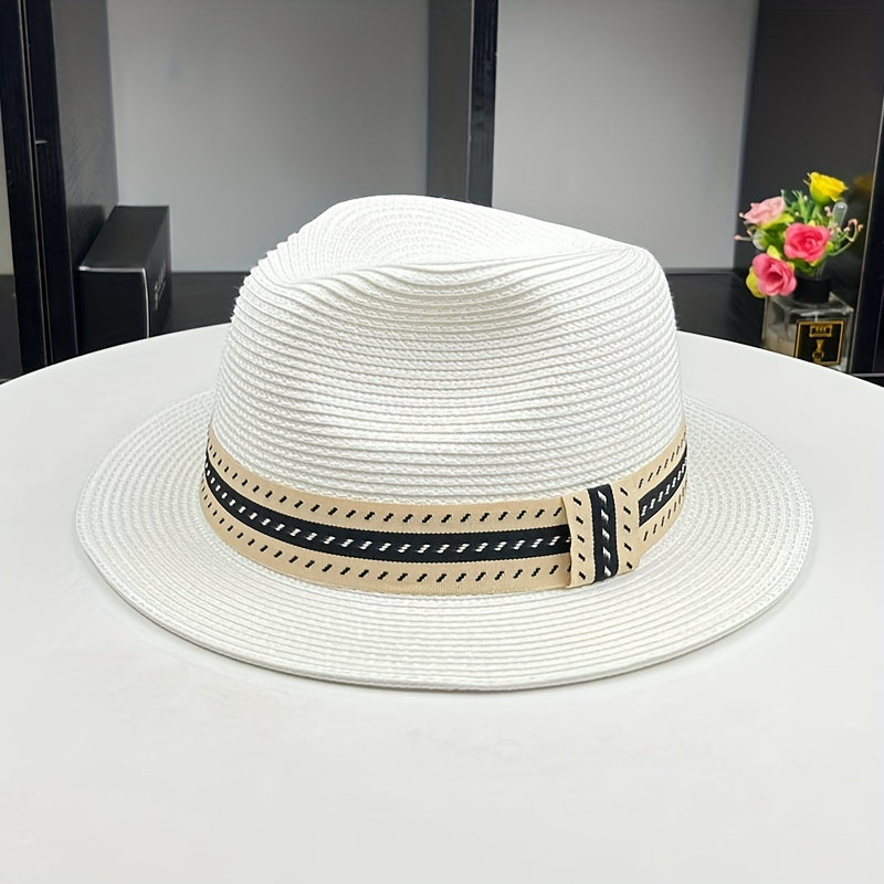 Casual Sunshade Straw Hat for Spring Summer Travel Vacation