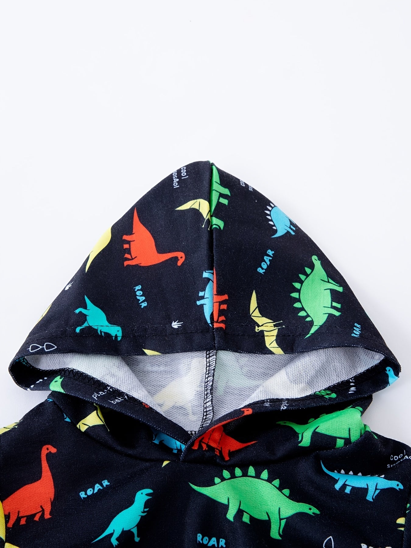 Colorful Dino Print Boy's 2pcs Sweatshirt & Sweatpants Set