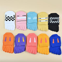 10 Pairs Striped 5 Finger Socks Mid Tube Women's Stockings