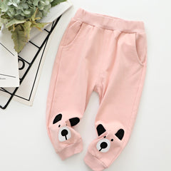 Girls Bear Sports Trousers Warm Kids Pants