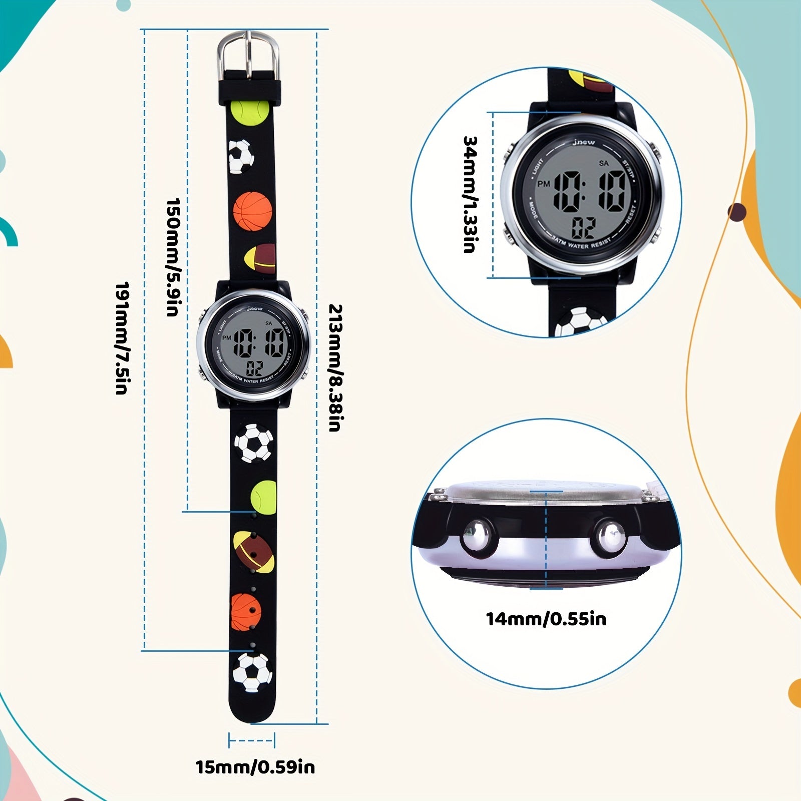 Cartoon Print Round Dial Silicone Watch Quartz Watch