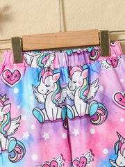 Girl's Unicorn Print Jogger Sweatpants for Outings