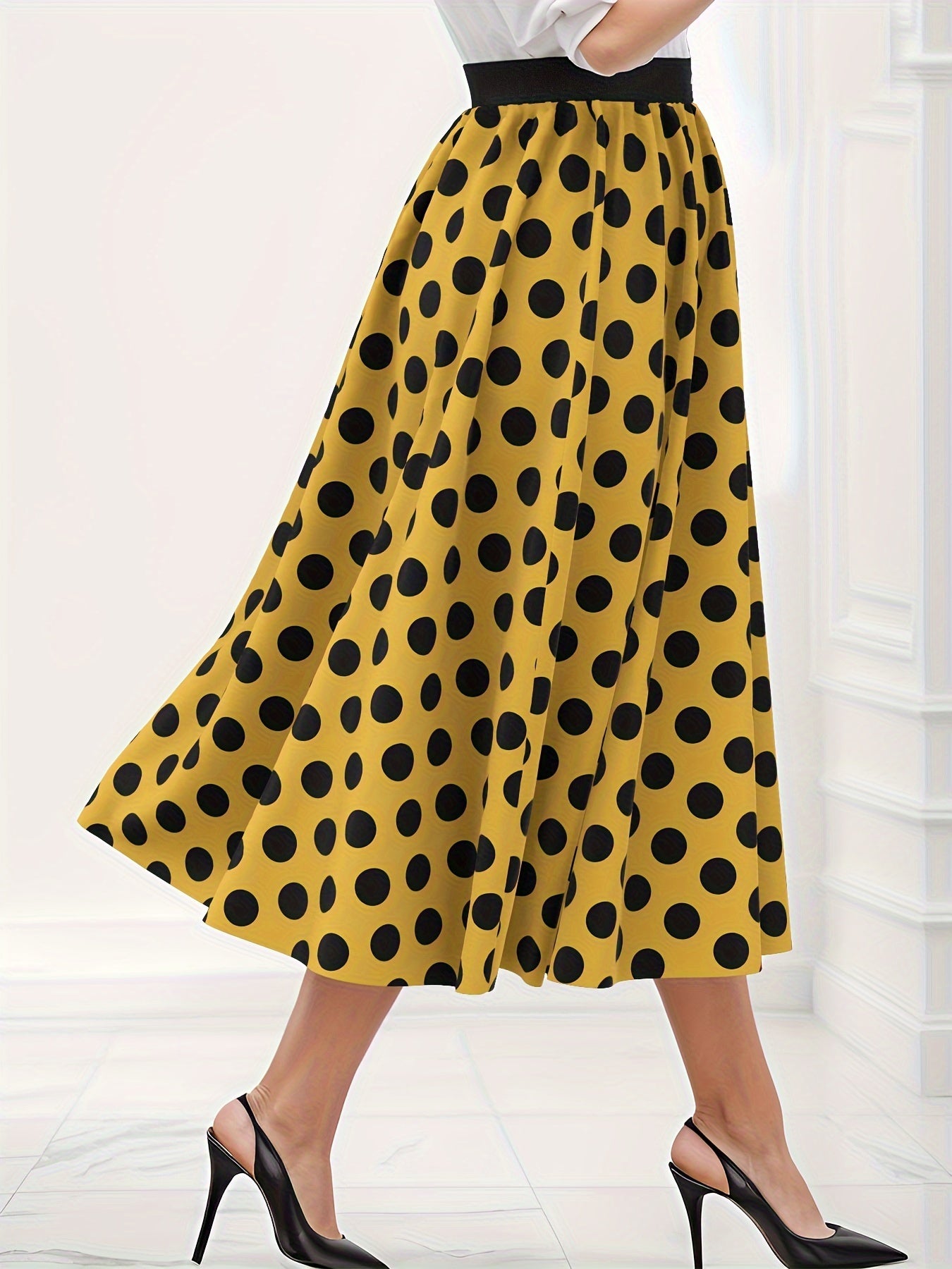 Dot Print A-line Maxi Skirt