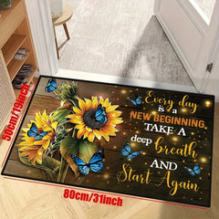 Stylish Sunflower & Butterfly Floor Mat