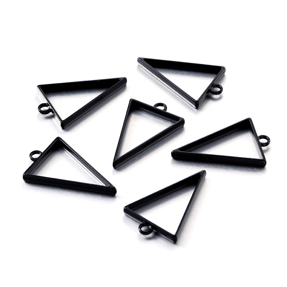 10pcs Alloy Triangle Heart Geometric Frame Pendant Charm for DIY Jewelry Making