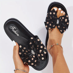 Women's Bowknot Slide Sandals Comfortable Open Toe Slip On Shoes
