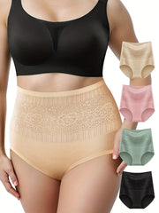 4 Pack Plus Size Tummy Control Panties Set Women's High Rise Panties