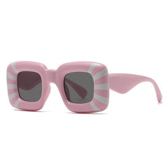 Striped Square Sunglasses UV400 for Beach Party Club