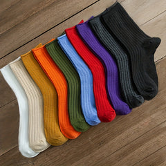 10 Pairs Women's Solid Crew Socks - Comfy & Breathable Mid Tube Stockings