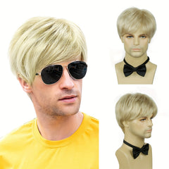 Men's Blonde Short Straight Synthetic Full Wig Cosplay Anime Hair