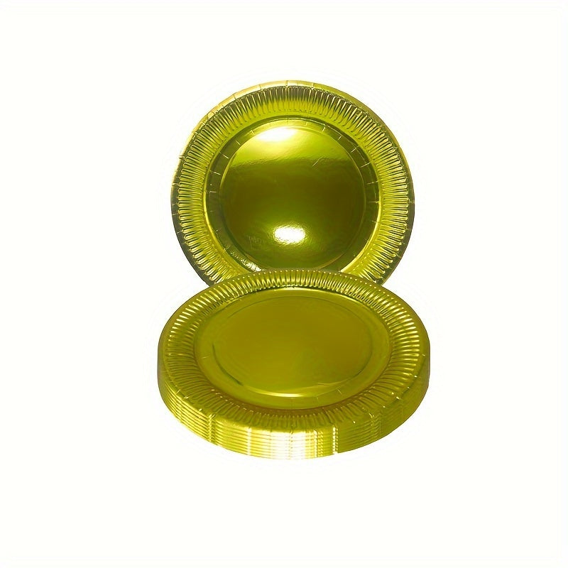 20pcs Golden Paper Dinner Plates Party Supplies Christmas Halloween Gift